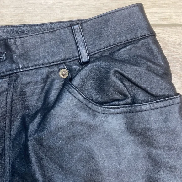 Bagatelle Real Black‎ Leather Pants High Rise Biker Punk Grunge Womens Vintage - Picture 4 of 15